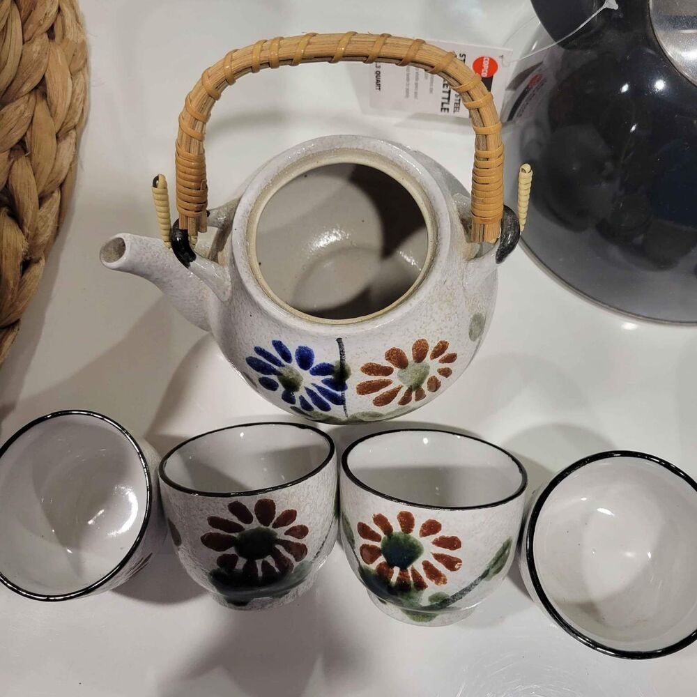 Vintage ARMBEE Stoneware Tea Set with Hand Painted Floral Design JAPAN